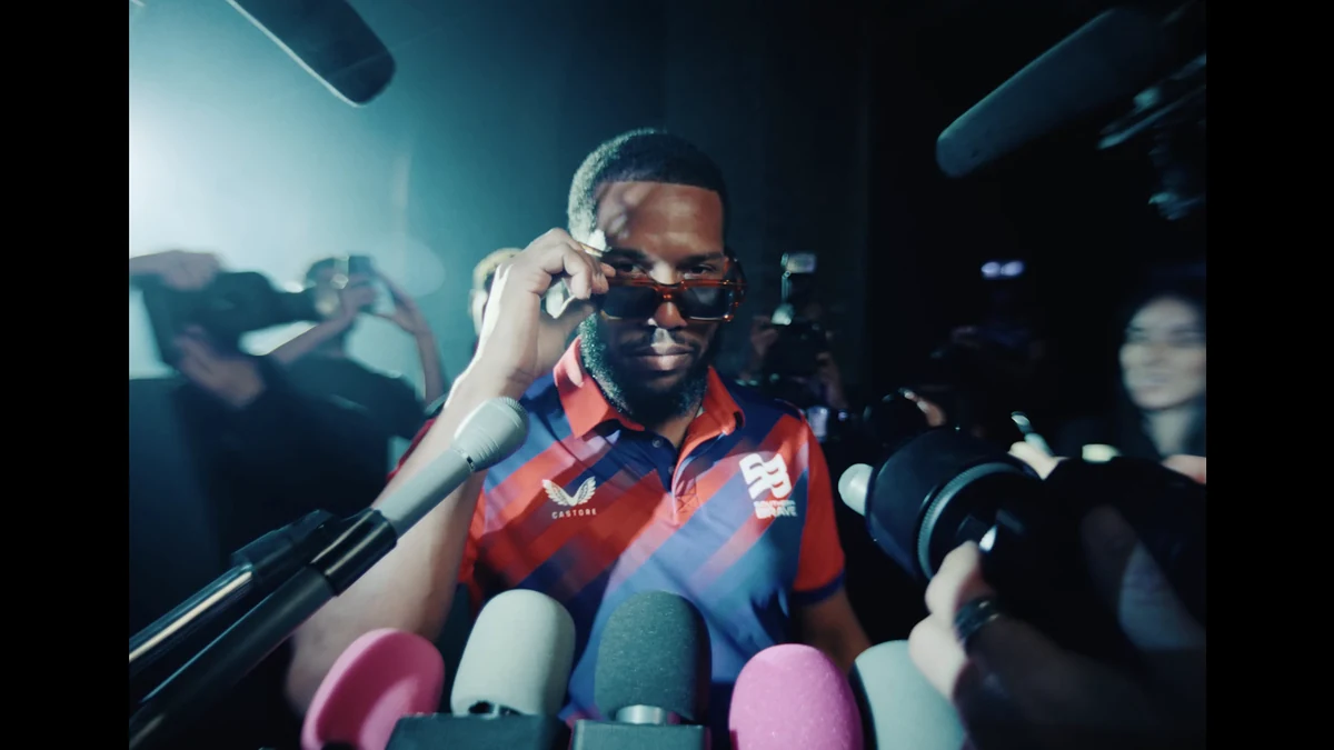 Chris Jordan lowers his sunglasses · Every Ball Counts · The Hundred