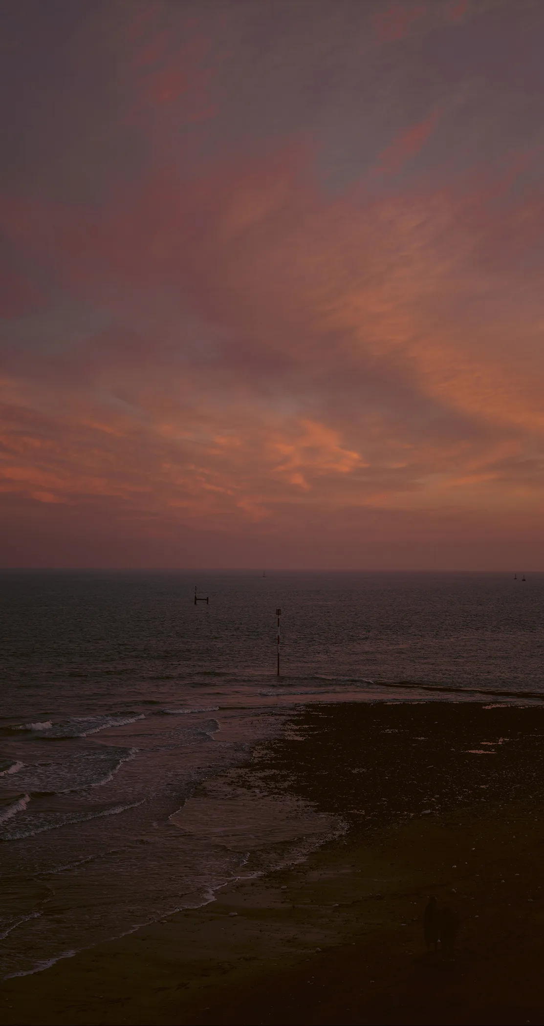 Sunset over the sands at low tide, Margate